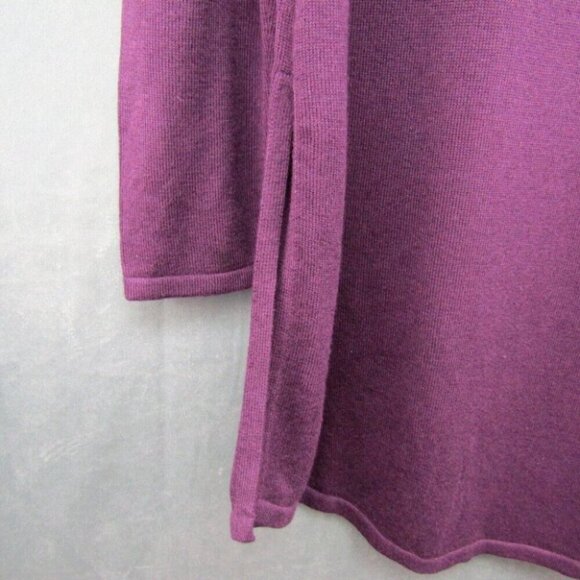 J Jill Wine Burgundy Wool Blend Long Tunic Sweater Size S Lightweight Side Vents - Picture 5 of 9